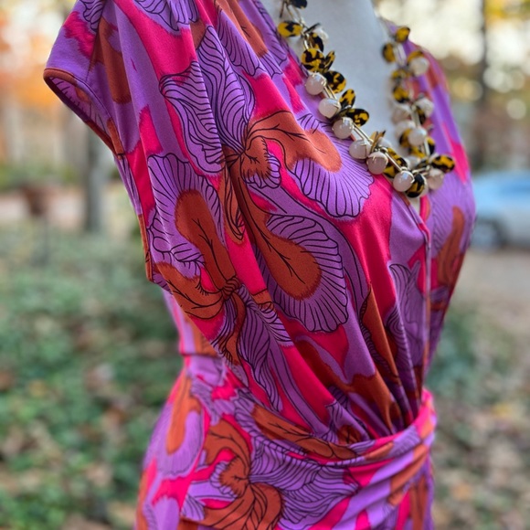 TIBI New York Pink & Lavender Print Wrap Dress, EUC, XS - Picture 4 of 10